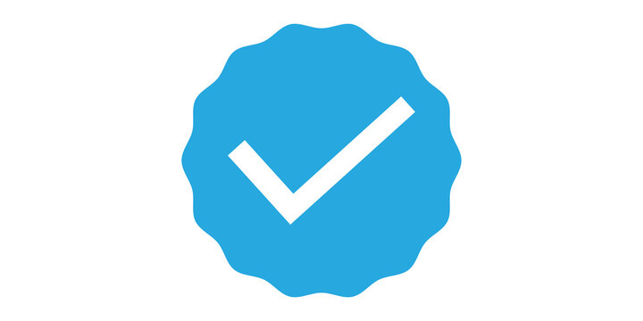 blue verified tick icon set . Approved check mark icon . Verified badge sign . Vector illustration
