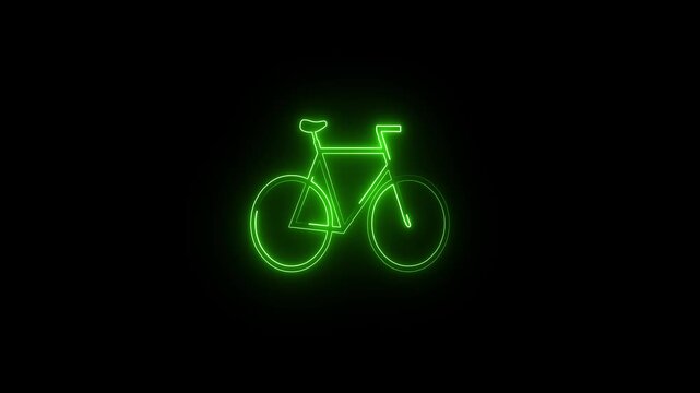 Gree colour Neon Bicycle Icon Representing Cycling, Fitness and Eco-Friendly Transportation, adventure extreme sports animated motion.