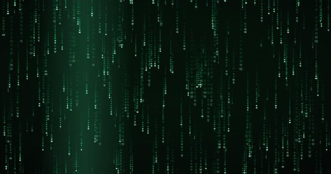 Devanagari characters cascade in a phosphor green matrix rain animation with deep tunnel parallax effect.