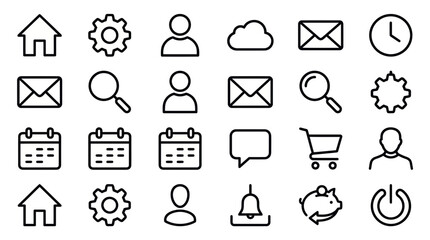 Fototapeta premium Essential web user interface and business line icons.