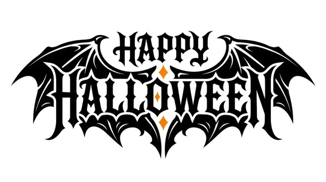 Happy Halloween spooky bat wing typography vector illustration for festive designs