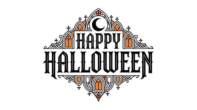 Happy Halloween vintage gothic typography banner with pumpkins and stars for festive party decor