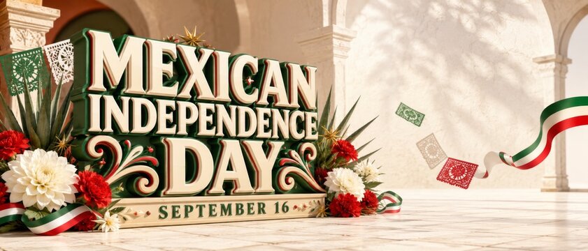 Mexican independence day celebration with traditional decorations and vivid colors