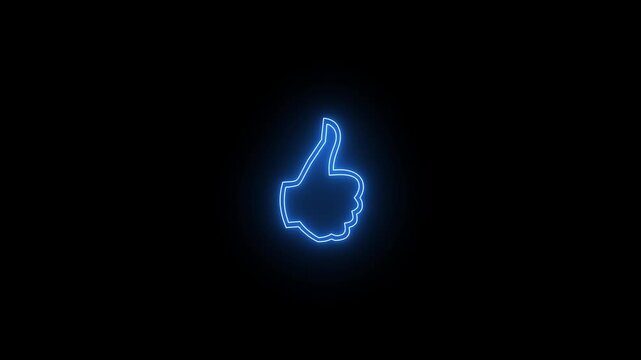 Bule colour simple neon glowing like icon animation concept neon line like icon on black background.