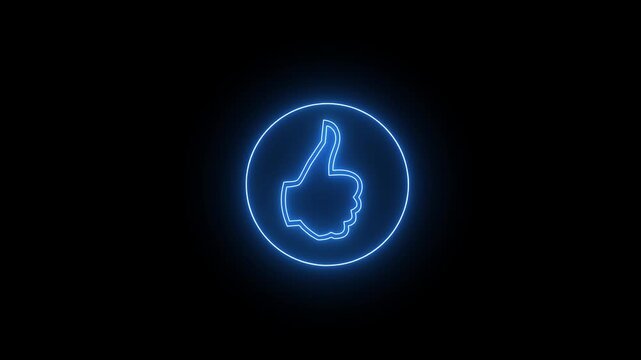Simple neon glowing like icon in circle animation on black background.