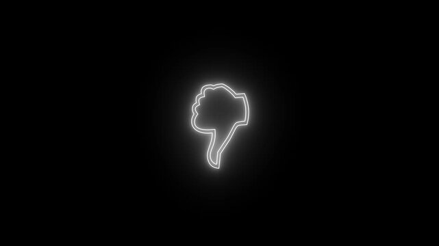 Dislike button symbol. Animated neon thumb-down sign icon.