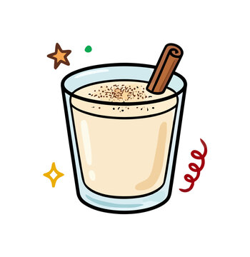 A creamy eggnog drink with cinnamon and nutmeg for festive cheer