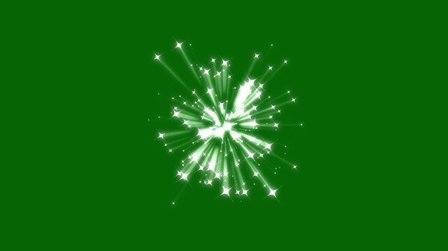 Glittering star dust animation with radiant white sparkles, magical fairy particles, glowing starlight trails, twinkling doodle stars, cinematic shimmer effect, seamless deep green screen loop, 4K.