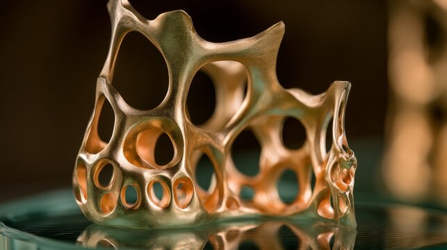 Creative abstract sculpture showcasing intricate designs and shapes in glowing material.