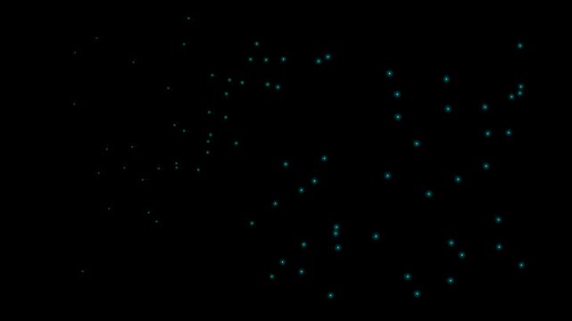 Abstract Blue Star Field with Glowing Particles in Motion, Cosmic Galaxy Dust and Snowfall Effects Against a Dark Night Sky for a Magical Space Background