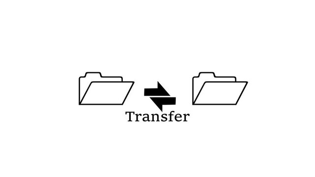 Data transfer concept animation with folder and sync arrows for digital file management and cloud computing solutions