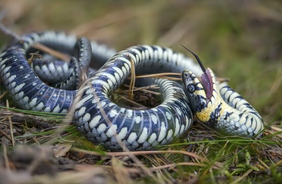 Grass snake, Natrix Natrix, grass snake, fright, thanatosis, death reflex, apparent death, reptilia, reptilia, ringed snake, snakes, snakes, water snake