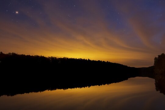 Night at Schmale Luzin, lake, Feldberg Lake District, Mecklenburg-Western Pomerania, Germany