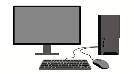 Fototapeta premium Computer Monitor with Mouse and Keyboard on Desktop, Modern Computer Workstation with Blank Screen, Office Technology Equipment and Business Hardware Vector Illustration