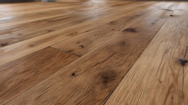 Rustic natural oak hardwood flooring planks with detailed wood grain texture