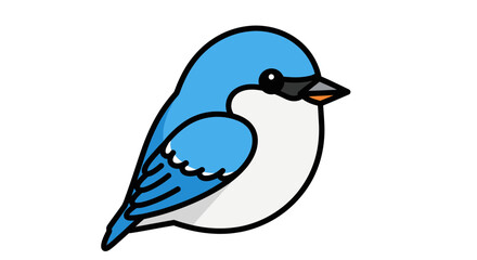 Fototapeta premium Cute Little Blue Bird Minimalist Vector Illustration Flat Icon Design