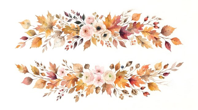 A beautiful floral arrangement in watercolor style perfect for festive autumn celebrations and thanksgiving greetings
