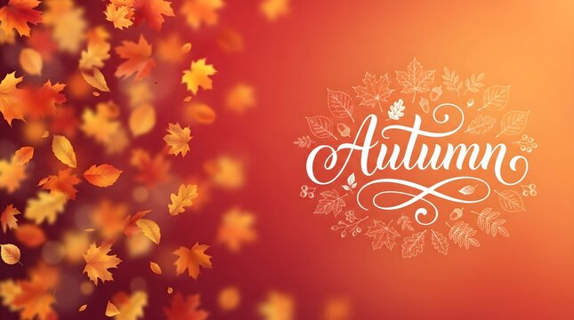A beautiful autumn scene with falling leaves and warm colors perfect for seasonal greetings and celebrations