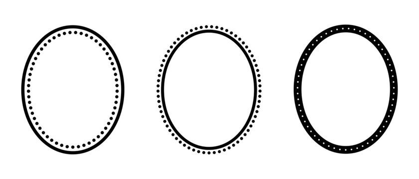 Decorative Oval Frame Set with Dotted Borders for Labels, Invitations, Certificates, Logos, Monograms and Vintage Design