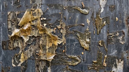 Fototapeta premium Abstract dark metal texture with peeling paint and rust patches