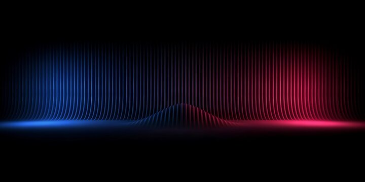 Stunning abstract minimalist dark wallpaper featuring dynamic vertical fluted wall textures illuminated by vibrant neon blue and magenta lighting effects for design.