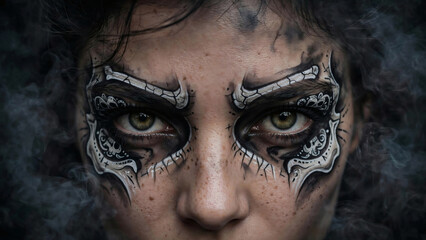 Obraz premium Woman with skull makeup face portrait