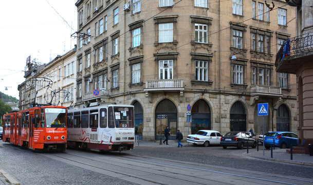 LVIV UKRAINE: The Lviv tram is an electric tramway in Lviv, Ukraine. It is the only tram system in the Western Ukraine, the largest among the narrow-gauge tram systems in Ukraine 