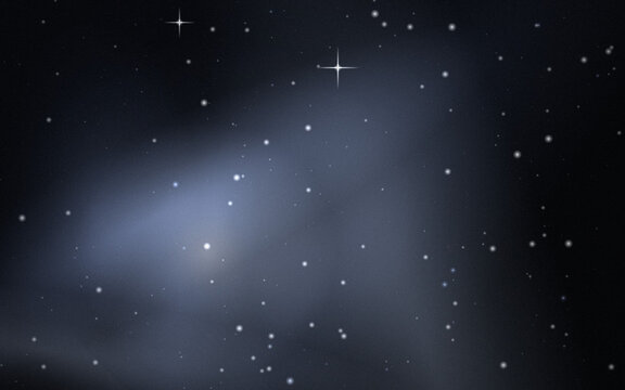 Cosmic dust and bright stars in deep space nebula starfield