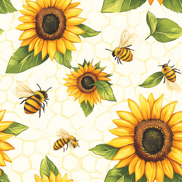 seamless pattern with sunflowers
