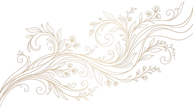 Elegant golden floral swirl ornament