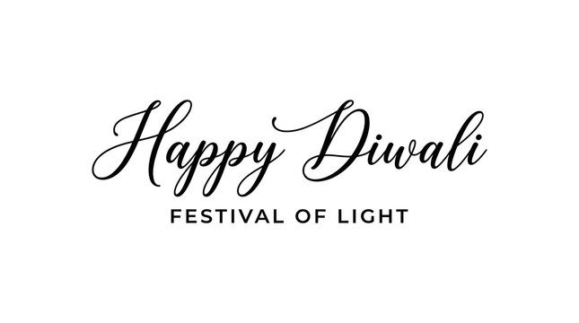 Happy diwali festival of light typography isolated on white background