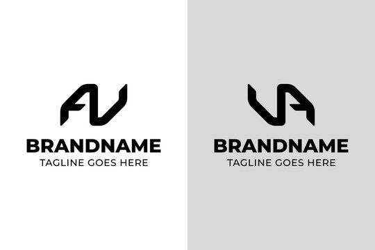 Letters AV or NA Monogram Logo, for AV VA AN NA Initials Brand