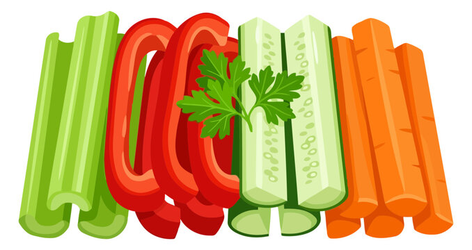 Fresh vegetable sticks with parsley