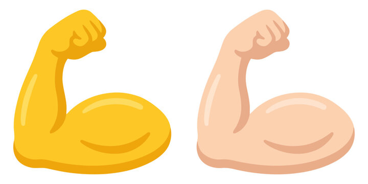 Two muscular arm emojis with different skin tones
