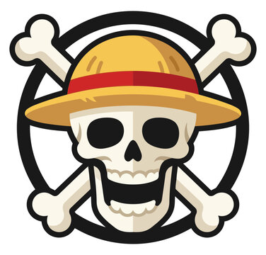 One piece straw hat skull and crossbones icon