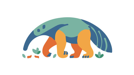 Obraz premium Flat Design Color Icon of a Anteater Vector Illustration