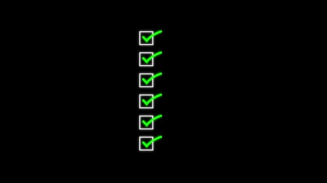 Checklist Animation with Green Check Marks in Square Boxes, Task List and Productivity Motion Graphic.Step-by-Step Task Progress Tracking: Animated Checklist Completion on Ascending Stairs Concept, 