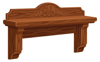 Decorative wooden mantel shelf with ornate carving © Your Vectors