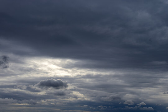 Dark Stormy Clouds Covering Sky During Dramatic Weather Event Before Heavy Rain