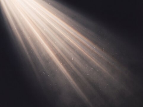 Diagonal light rays with dust particles on a dark background