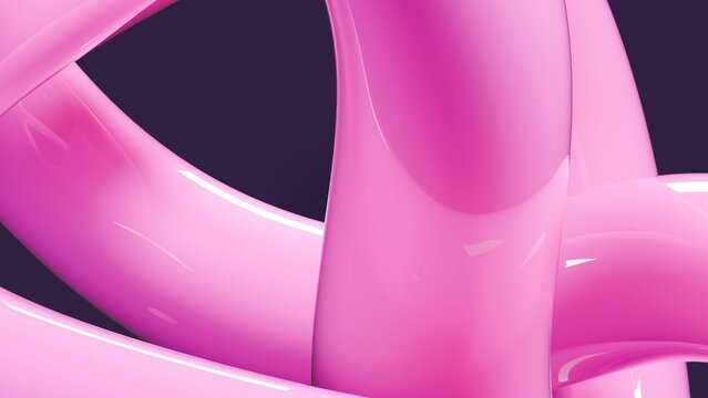 Intertwined pink liquid ribbons catching soft studio light