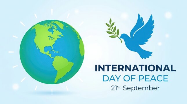 International day of peace illustration with globe and dove