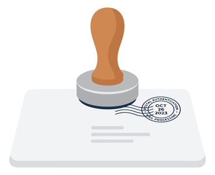 Rubber stamp on a blank postcard