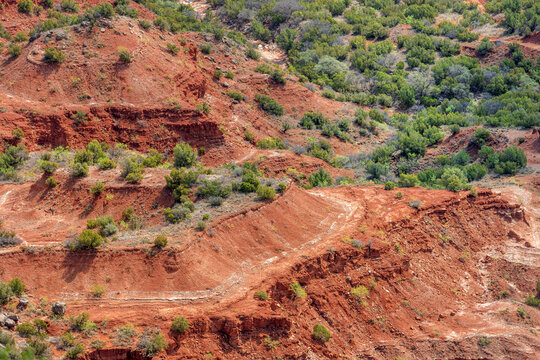 Details of the red rocks of Palo Duro Canyon in the Panhandle of Texas