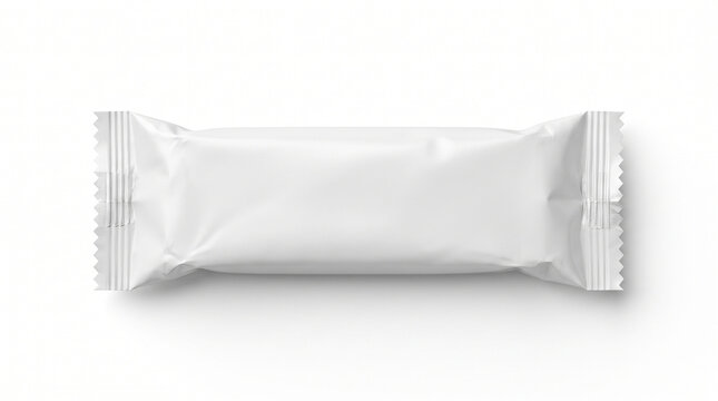 Blank white snack bar packaging mockup isolated on white background