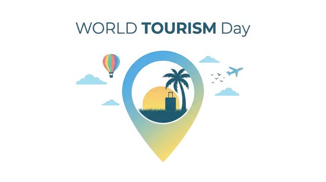 World tourism day concept isolated on white background