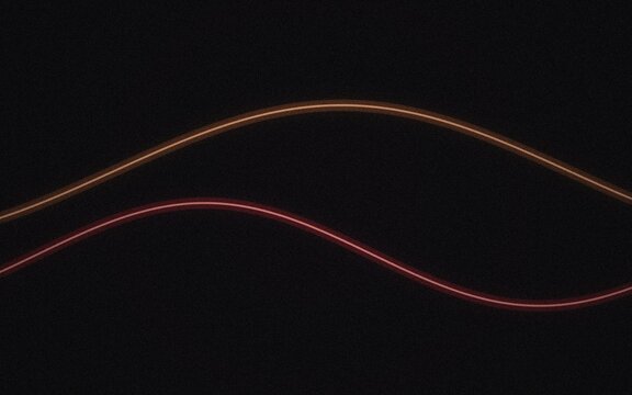 Golden and red curved lines on black background silhouette