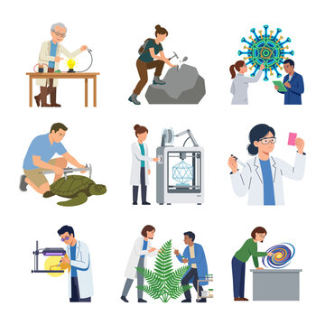 Diverse Scientists and Researchers Conducting Experiments in Laboratory and Field Settings