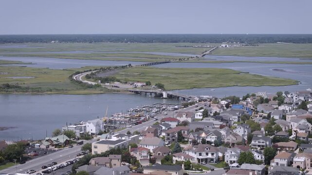 Aerial video of Margate Toll Bridge in Margate City, New Jersey.