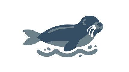 Naklejka premium Bearded Seal icon flat design colorful vector illustration